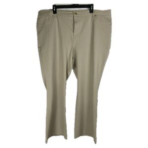 IMAN Luxe Stretch Khaki Pants 24W Short | Wide Leg Comfort Trousers | NWT